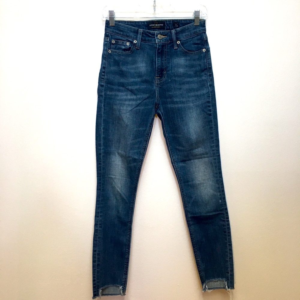 Lucky Brand Bridgette Skinny Jeans Size 0/25 Raw Hemline  Stretch Casual Denim